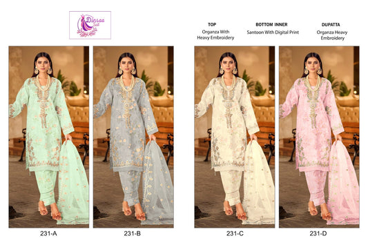 231 Dinsaa Suit Organza Pakistani Salwar Suits