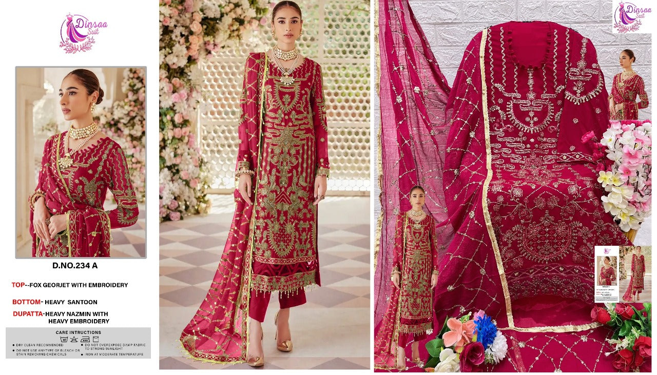 234 Dinsaa Suit Georgette Pakistani Salwar Suits