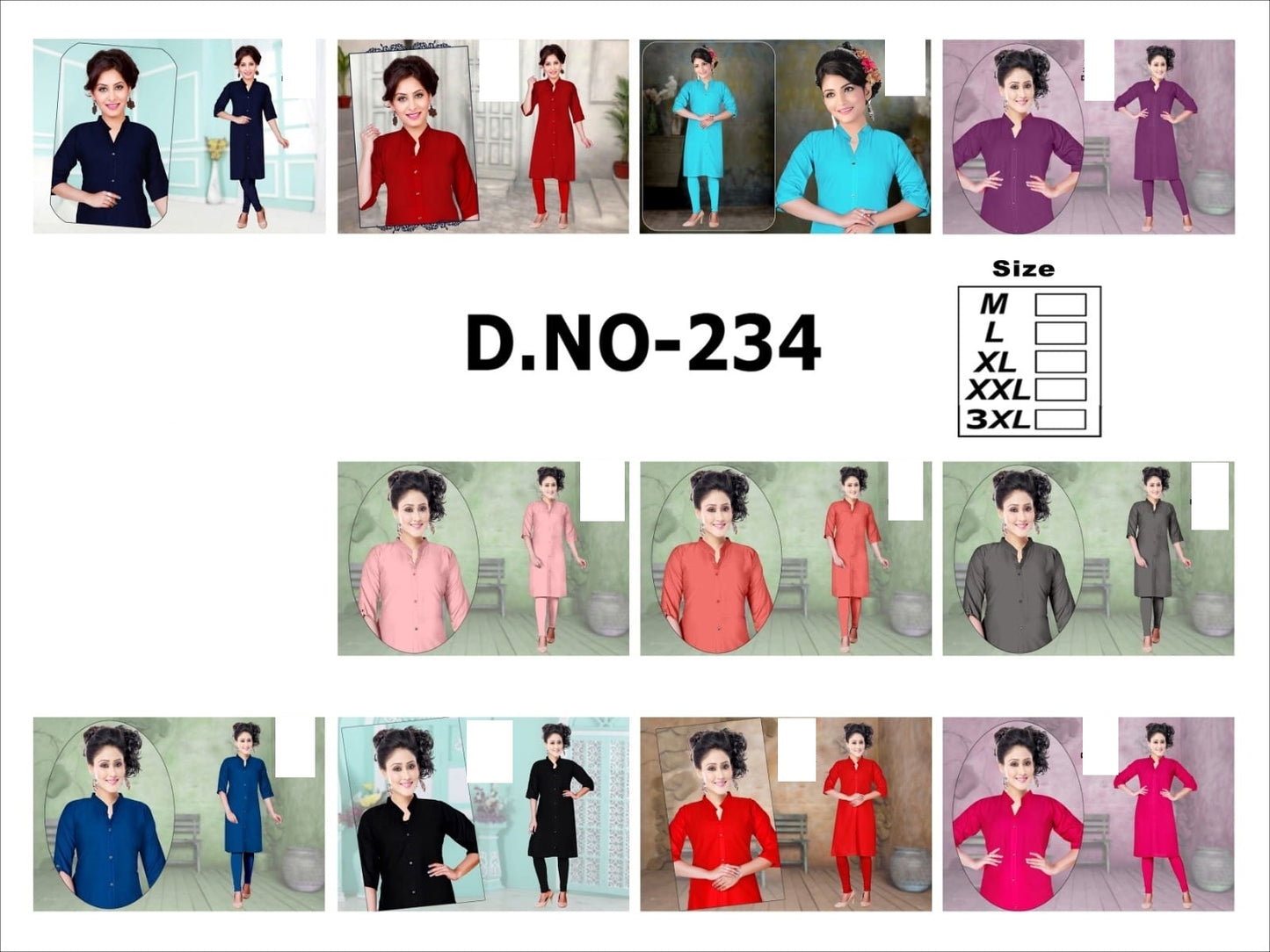 234 Zoya Rayon Knee Length Kurtis