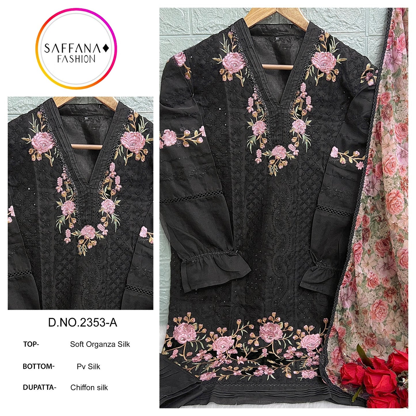 2353 Saffana Organza Pakistani Readymade Suits