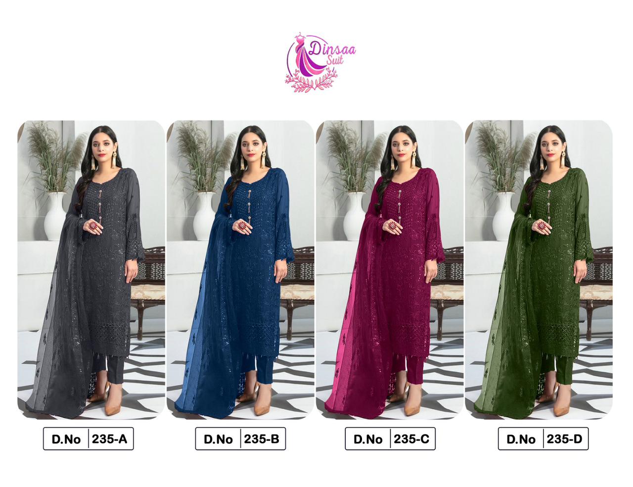 235 Dinsaa Suit Georgette Pakistani Salwar Suits