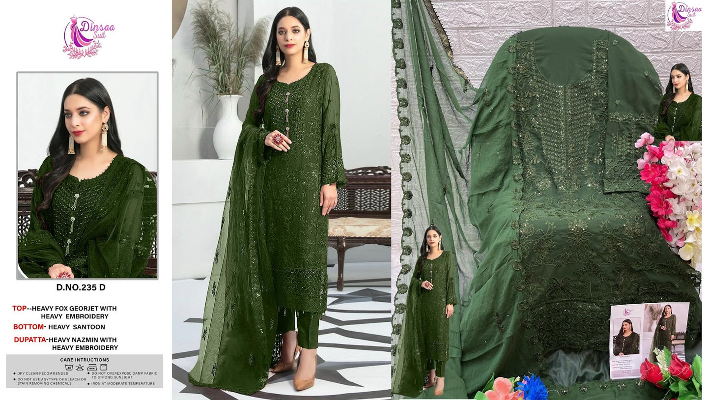 235 Dinsaa Suit Georgette Pakistani Salwar Suits