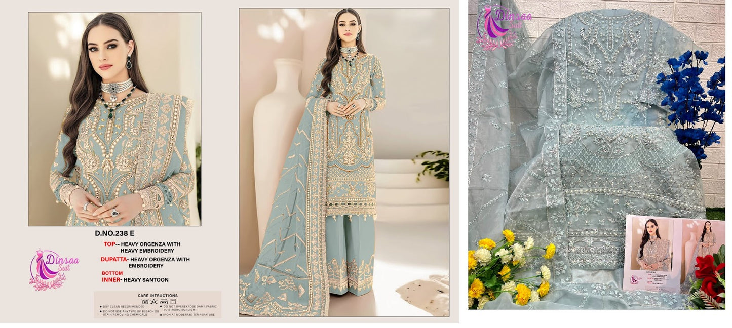 238 Dinsaa Suit Organza Pakistani Salwar Suits