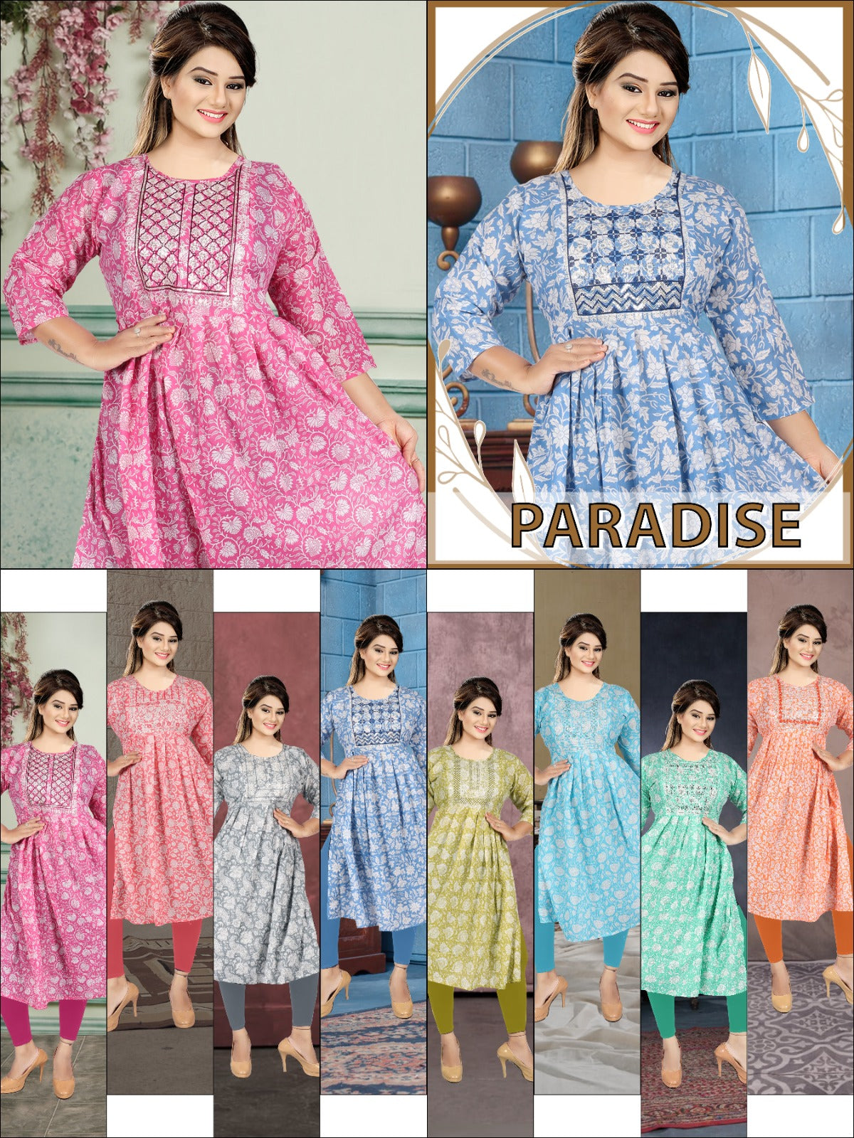 2461 Paradise Trahul Cotton Naira Cut Kurtis