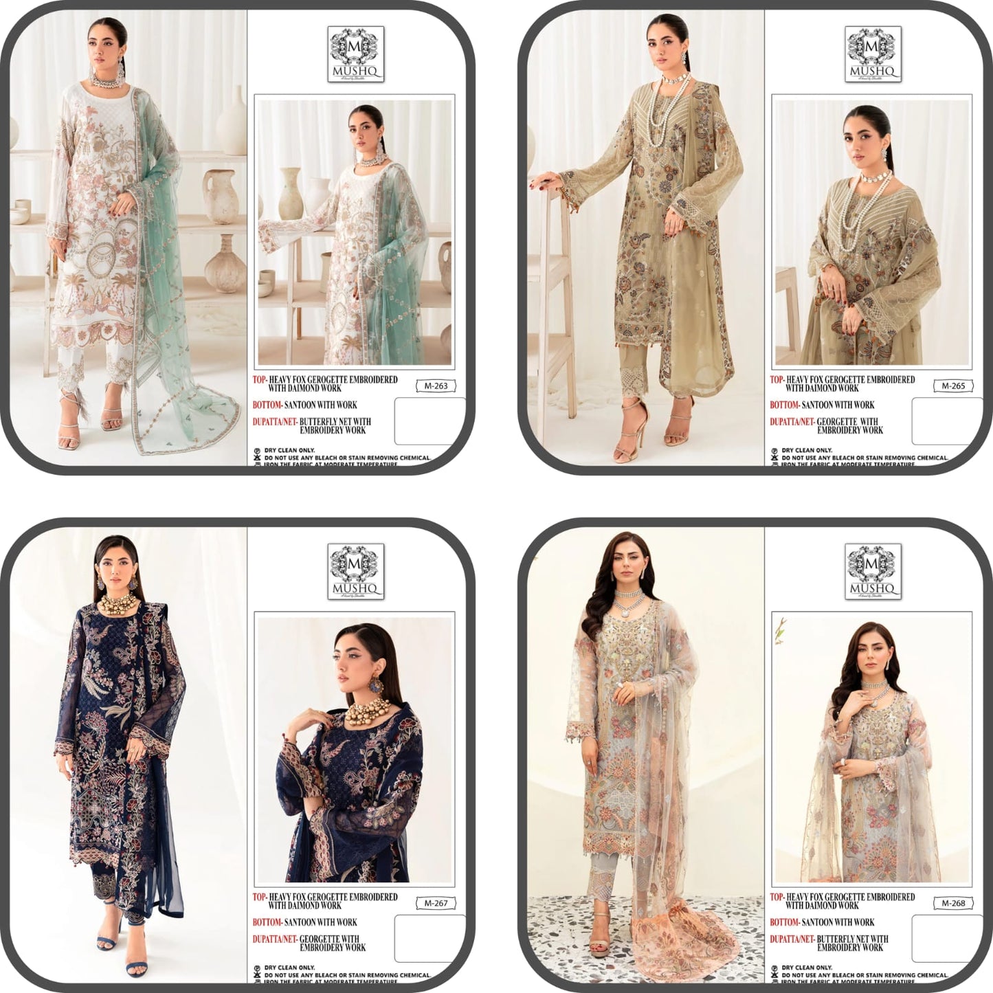 263-265-267-268 Mushq Georgette Pakistani Salwar Suits