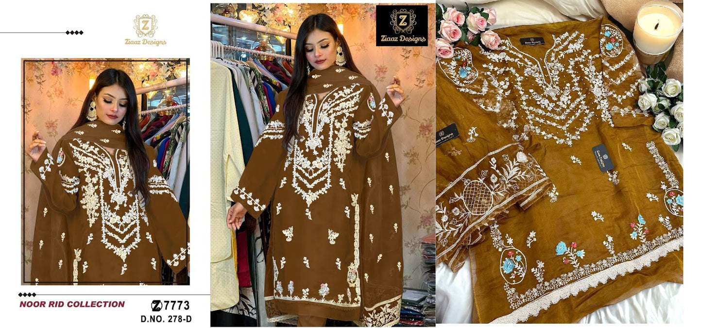 278-Bd Ziaaz Designs Organza Pakistani Salwar Suits