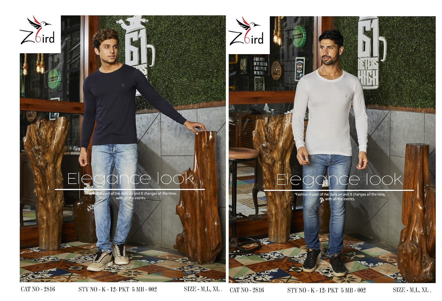 2816 Black -White Z Bird Mens Tshirts