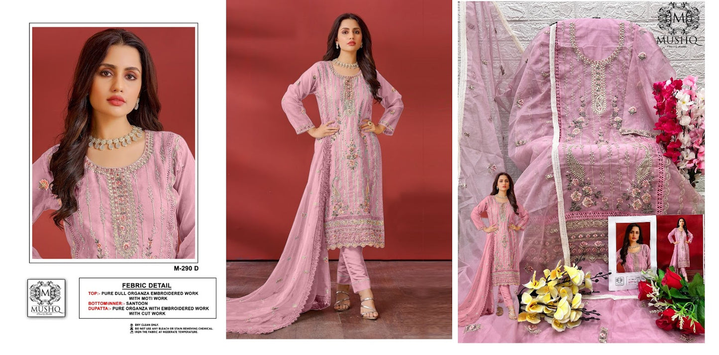290 Mushq Organza Pakistani Salwar Suits