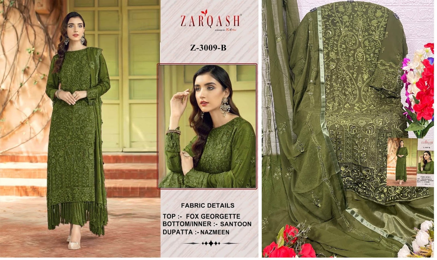 3009 Colours Zarqash Georgette Pakistani Salwar Suits