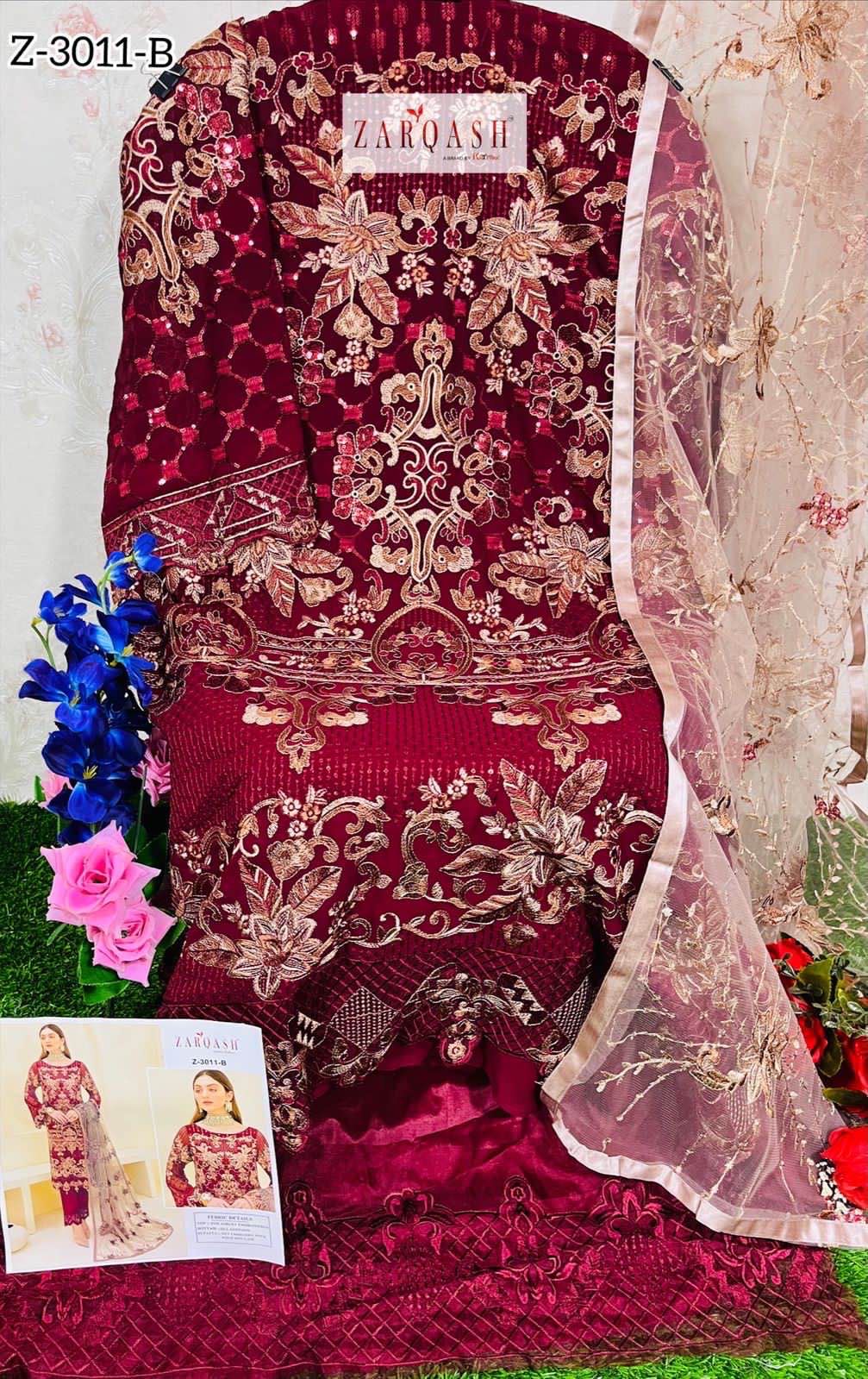 3011 ज़रक़श पाकिस्तानी सलवार सूट