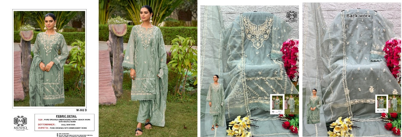 302-Colour Mushq Organza Pakistani Salwar Suits