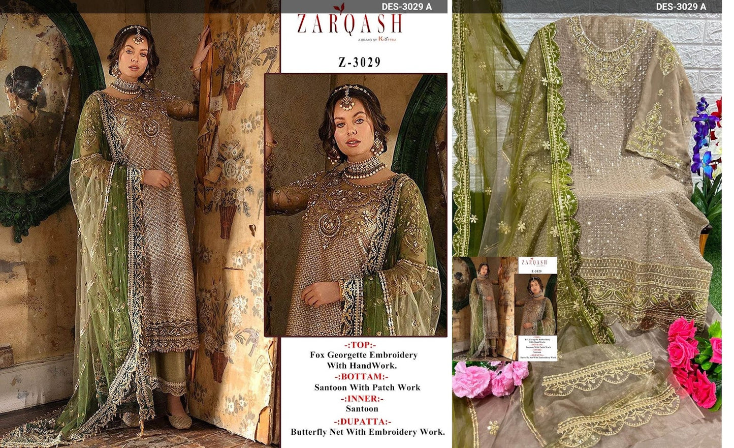 3029 Zarqash Fox Georgette Pakistani Salwar Suits