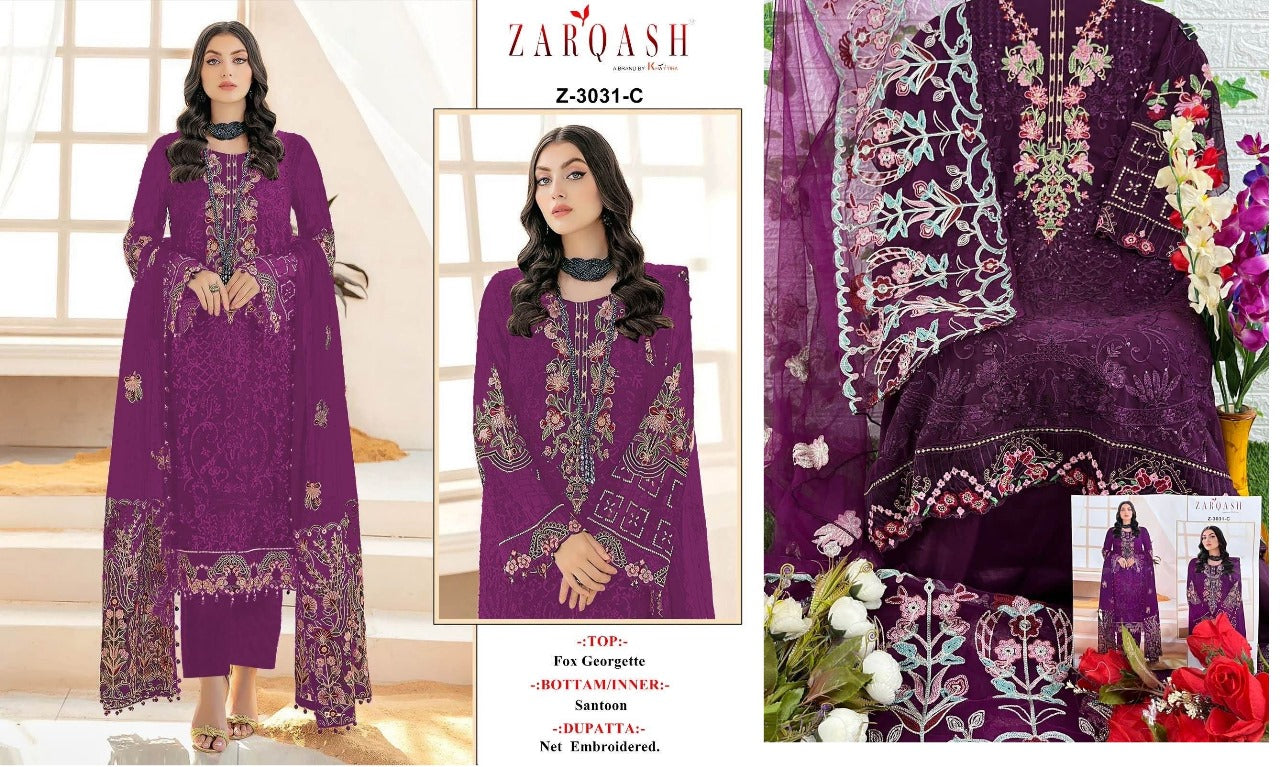 3031 Zarqash Georgette Pakistani Salwar Suits