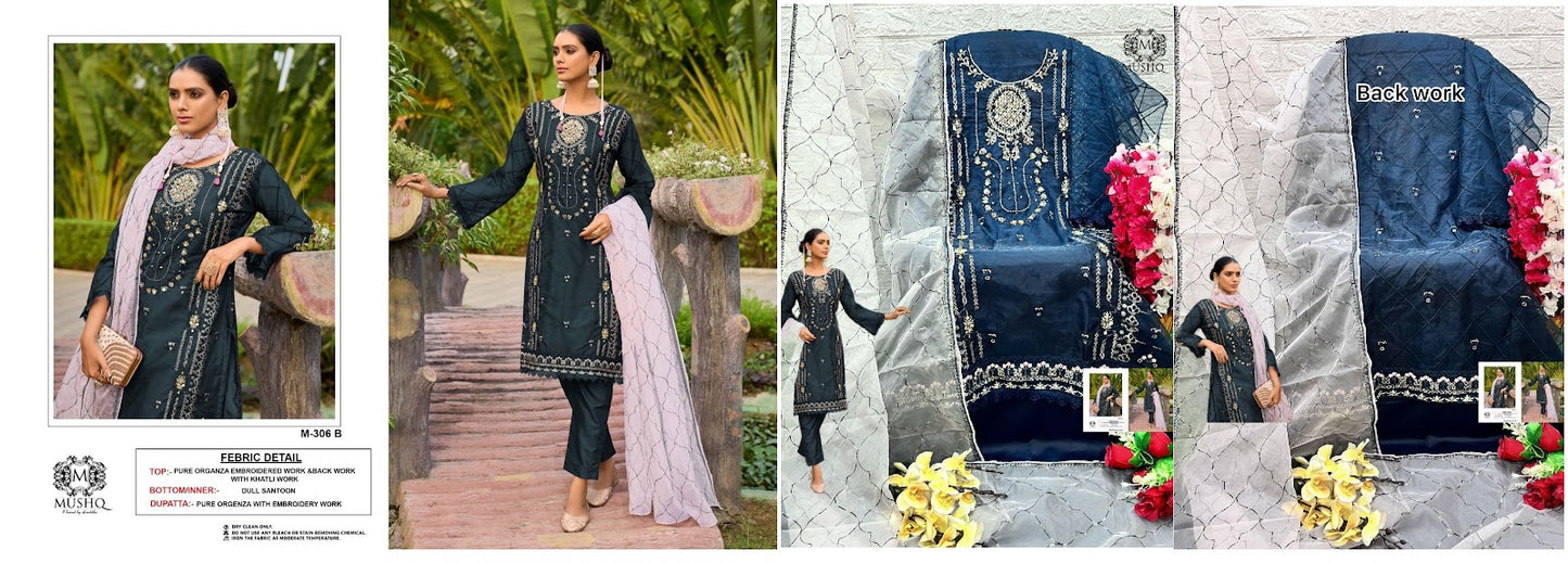 306 Mushq Organza Pakistani Salwar Suits