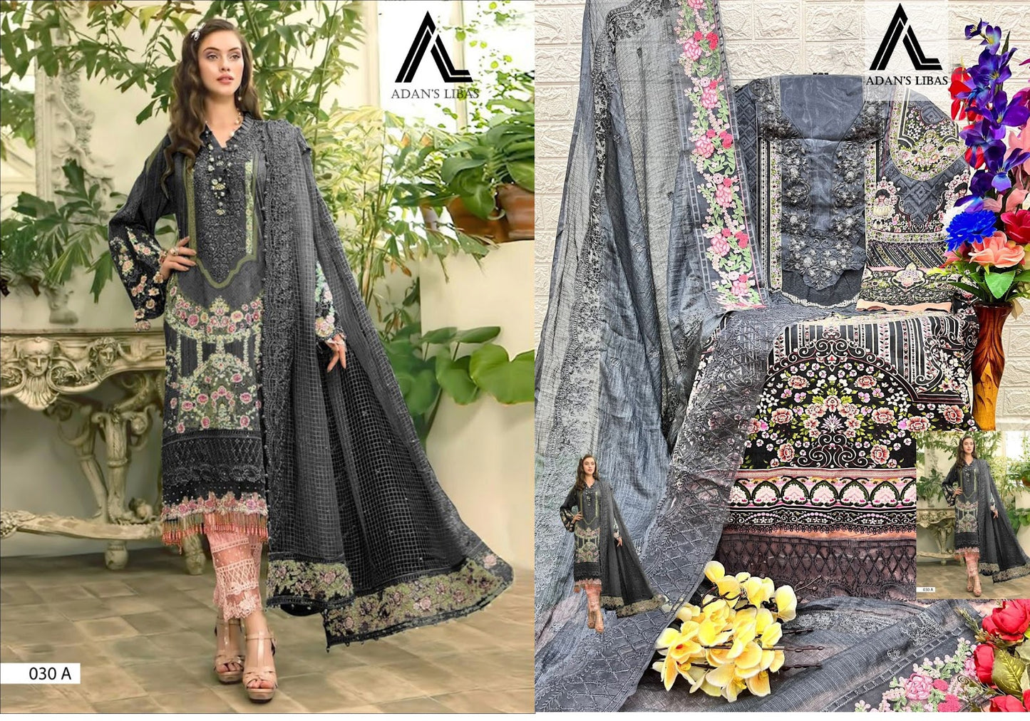 30 Adans Libas Cotton Pakistani Patch Work Suits