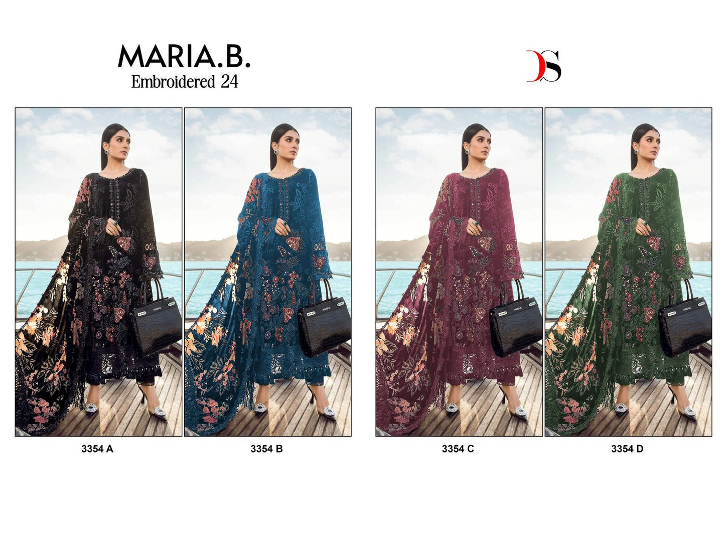 3354-Maria B Embroidered Deepsy Rayon Cotton Pakistani Salwar Suits