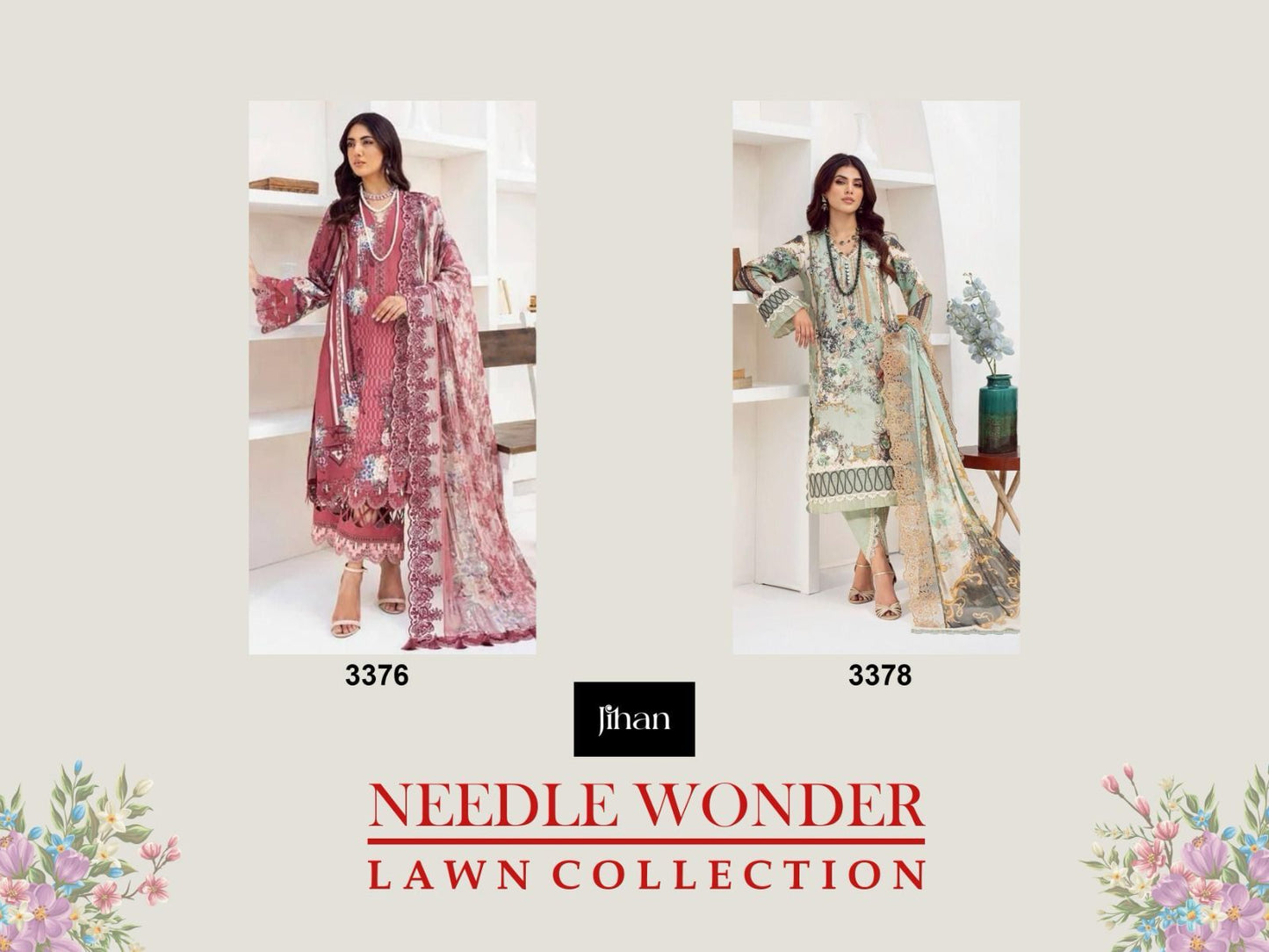 3376-3378 Jihan Cotton Pakistani Patch Work Suits