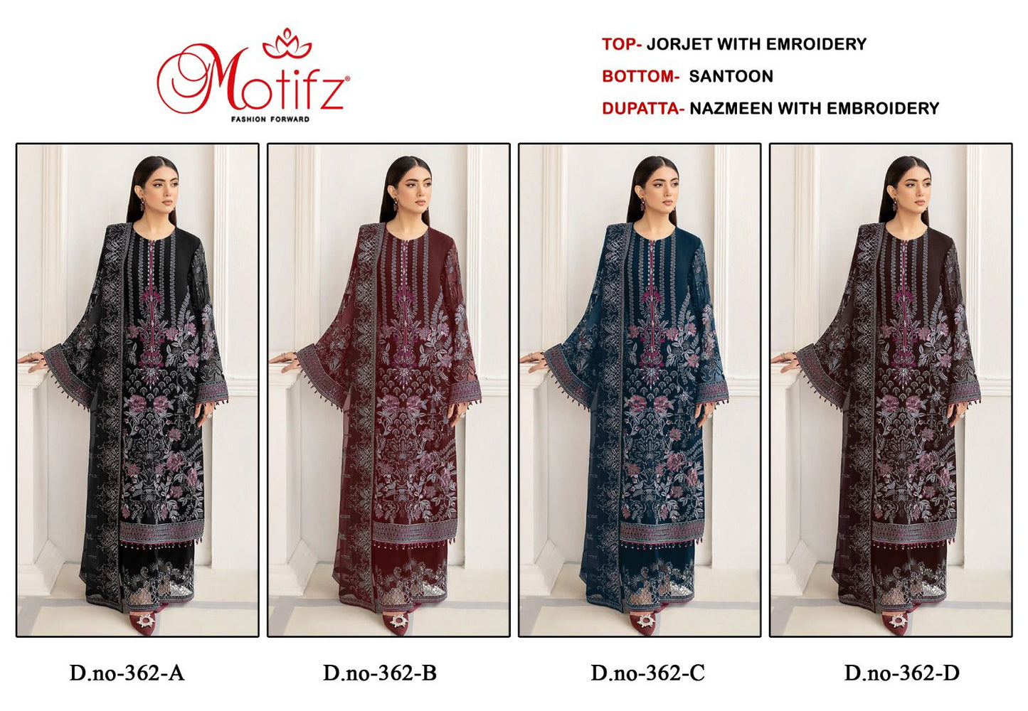 362 Motifz Georgette Pakistani Salwar Suits