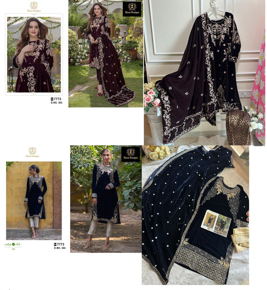 363-364 Ziaaz Designs Velvet Suits