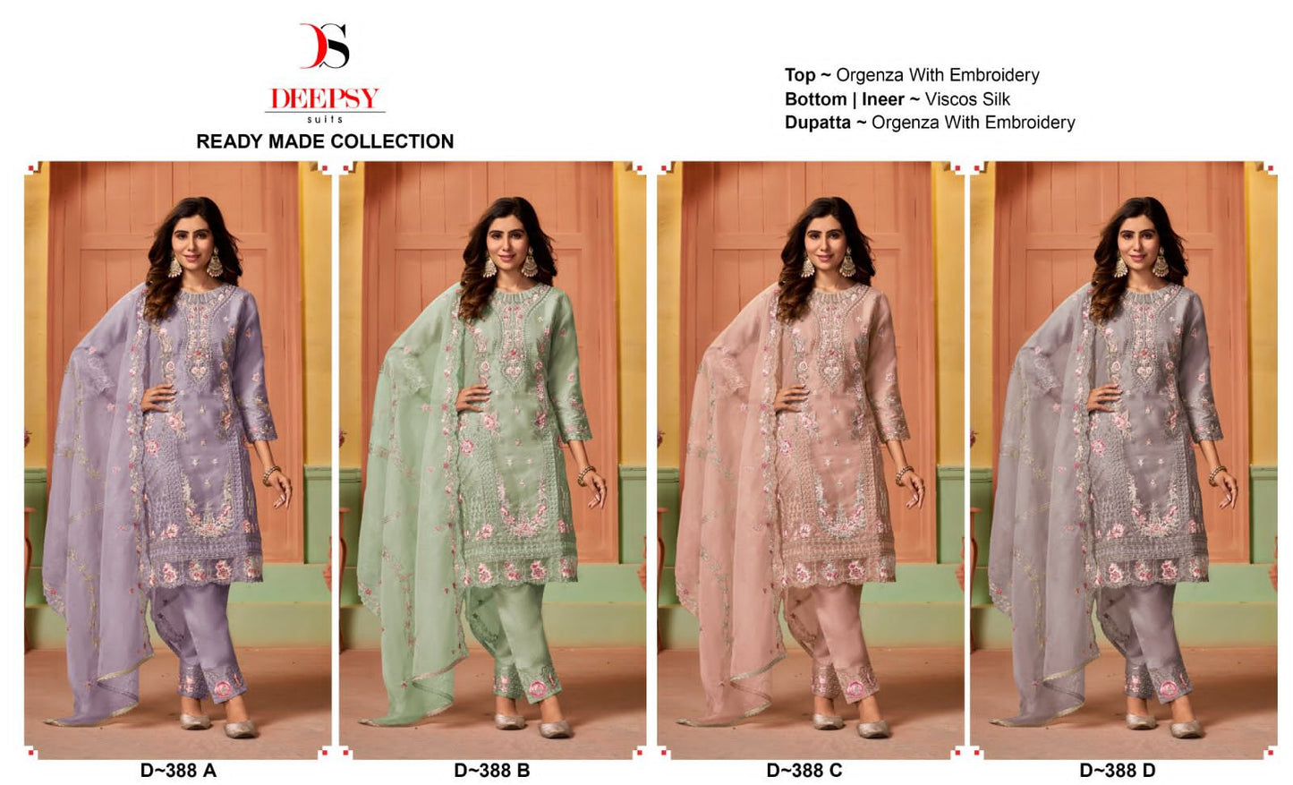 388 Deepsy Organza Pakistani Readymade Suits