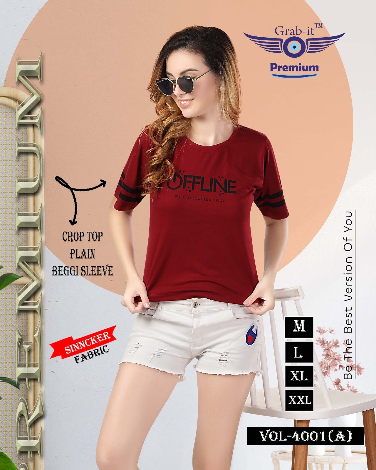 4001-A Grab It Sinker Crop Top