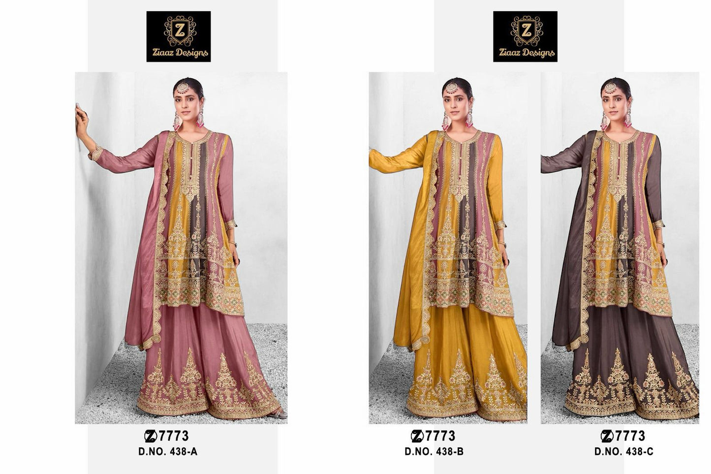 438 Ziaaz Designs Chinnon Pakistani Readymade Suits