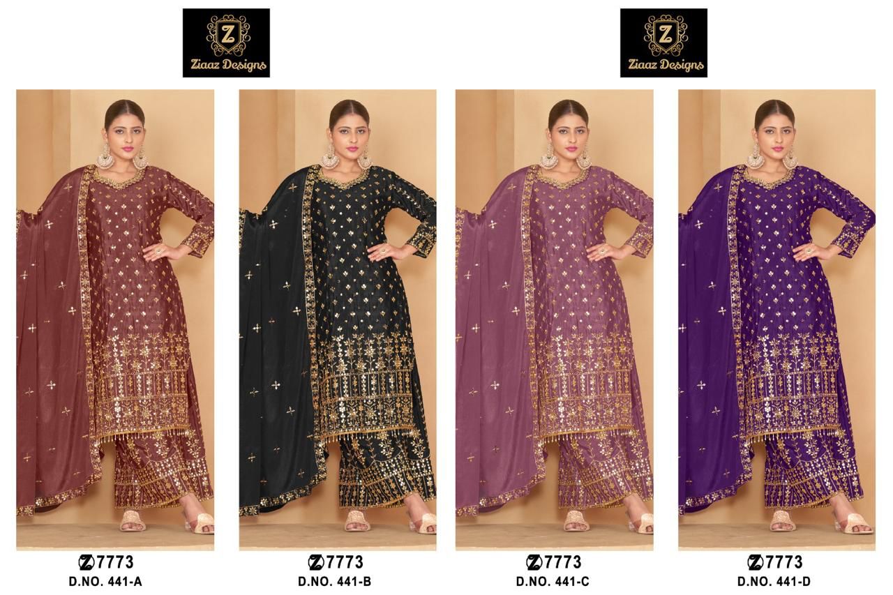 441 Ziaaz Designs Chinon Pakistani Salwar Suits