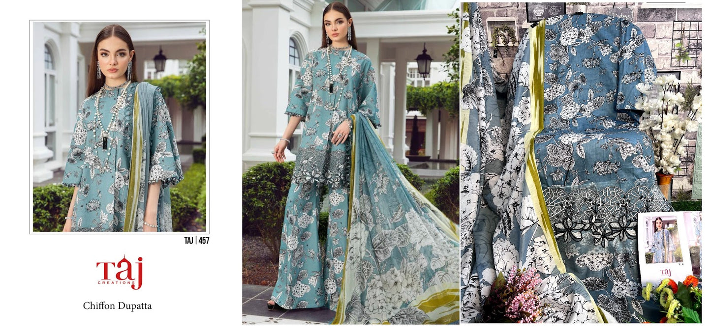 457-458 Taj Creations Cotton Pakistani Salwar Suits