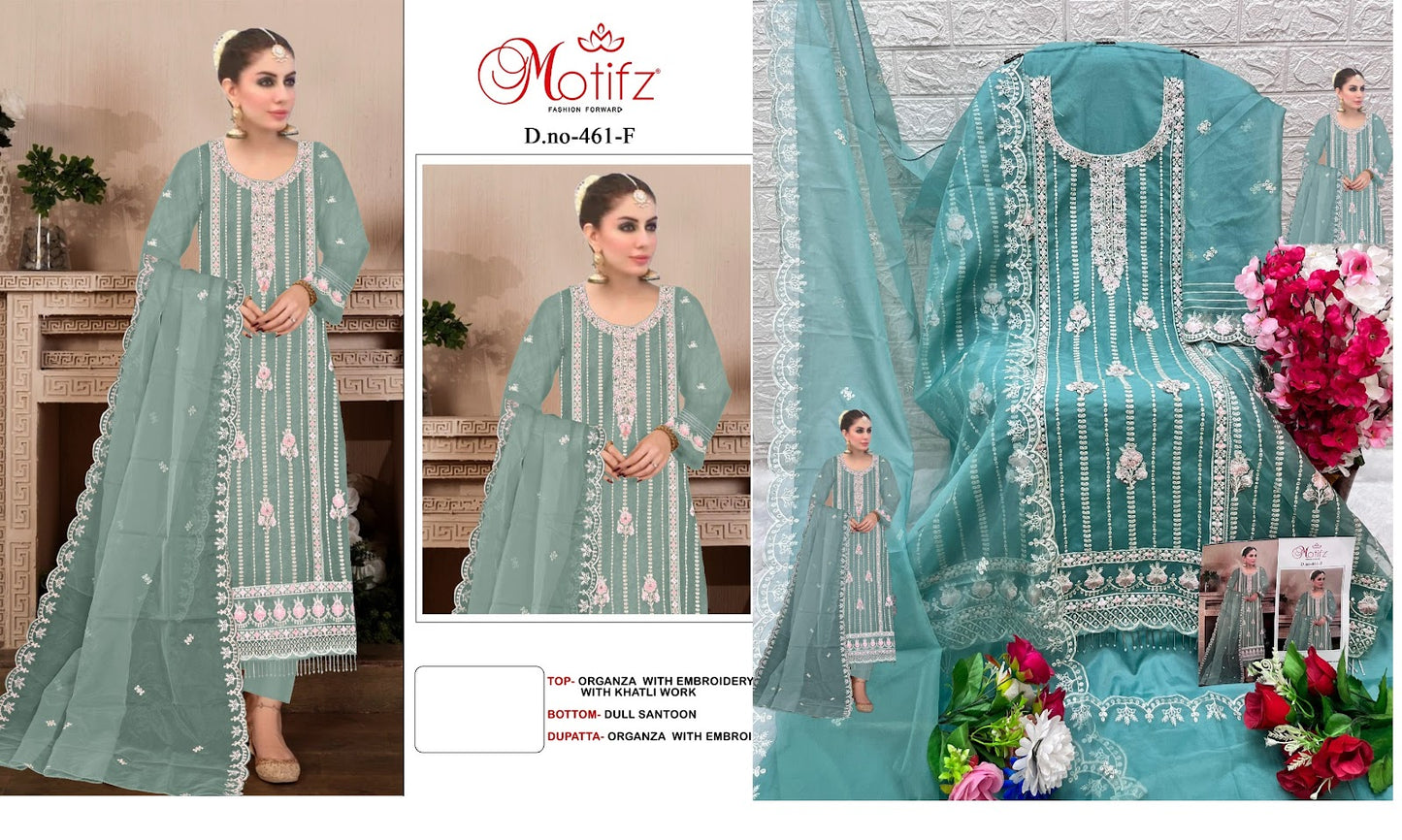 461 Motifz Organza Pakistani Salwar Suits
