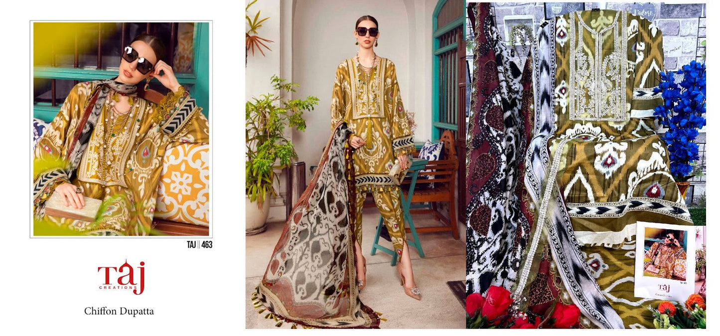 463-464 Taj Creations Cotton Pakistani Patch Work Suits