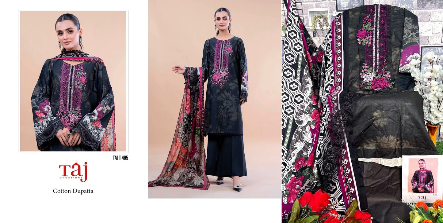 465-466 Taj Creations Cotton Pakistani Patch Work Suits