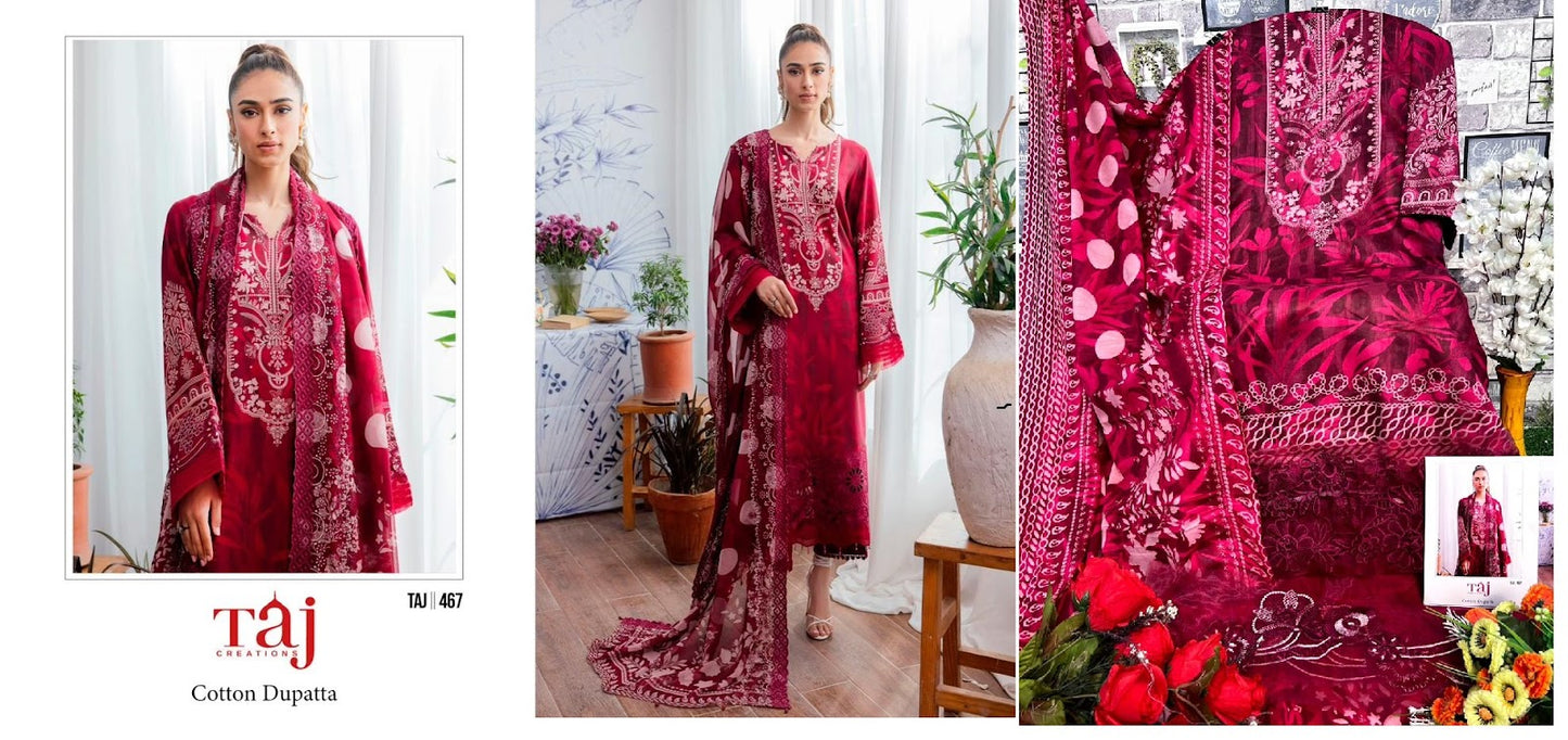 467-468 Taj Creations Cotton Pakistani Patch Work Suits