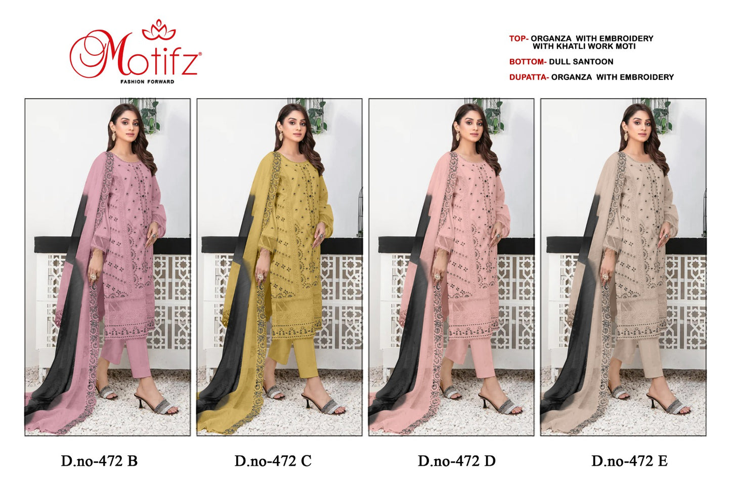 472 Motifz Organza Pakistani Salwar Suits
