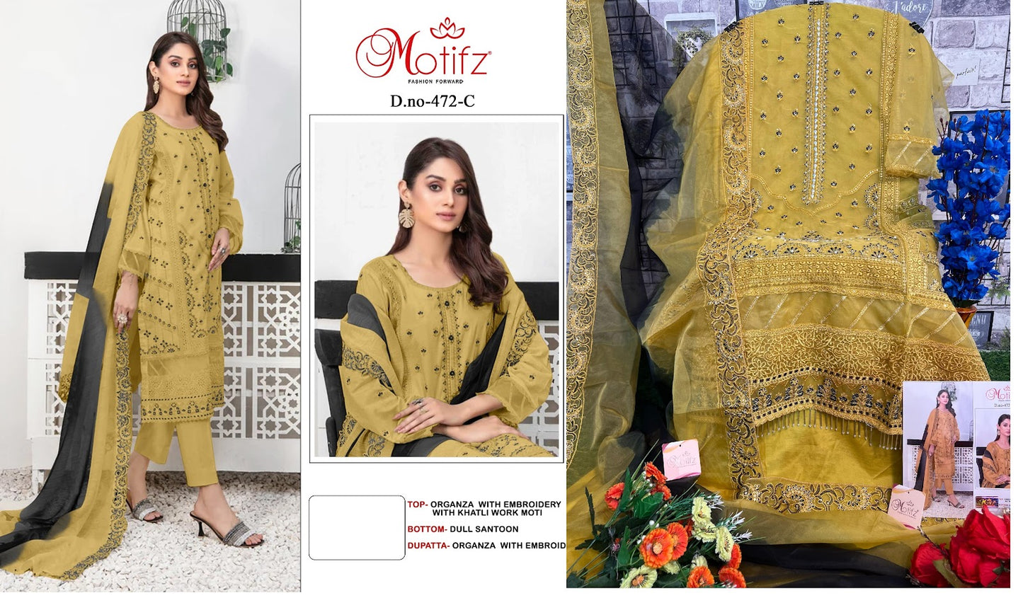 472 Motifz Organza Pakistani Salwar Suits