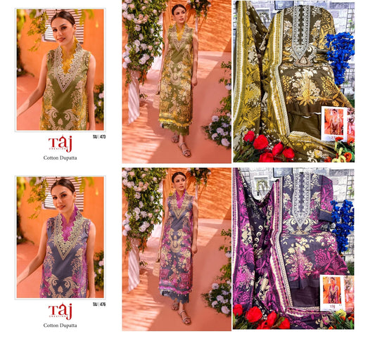 473-476 Taj Creations Cotton Pakistani Salwar Suits