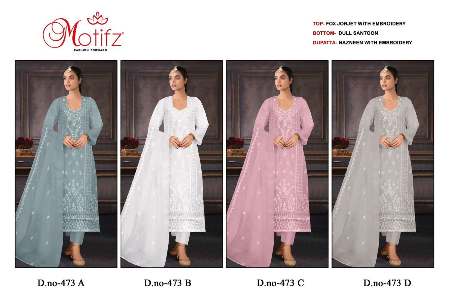 473 Motifz Georgette Pakistani Salwar Suits