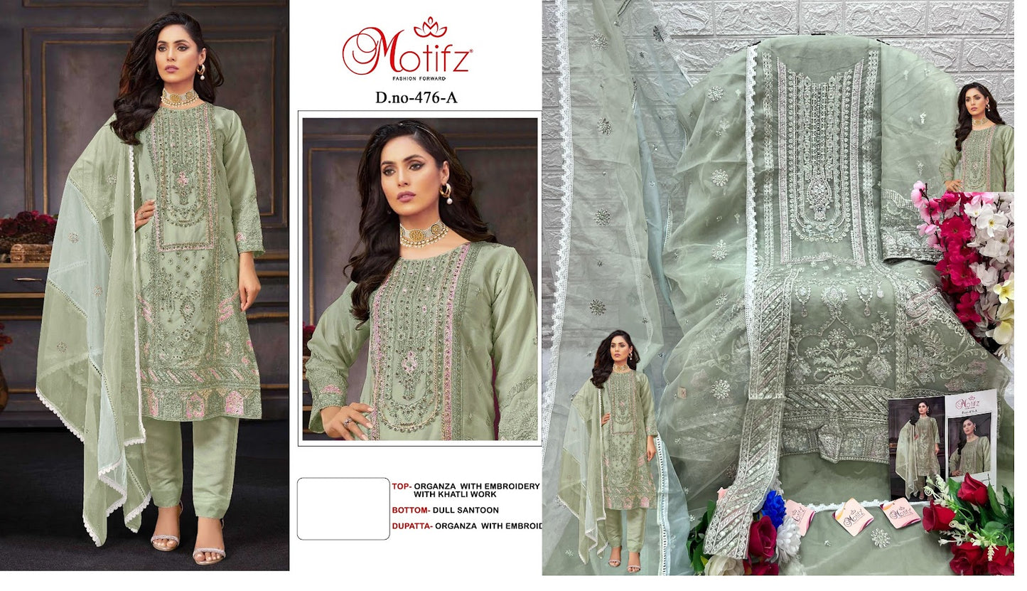 476 Motifz Organza Pakistani Salwar Suits