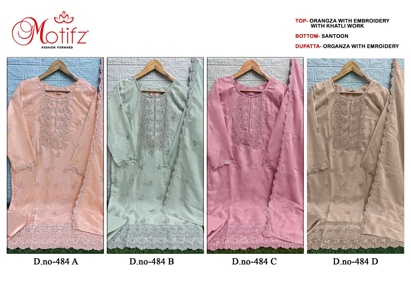484 Motifz Soft Organza Pakistani Salwar Suits