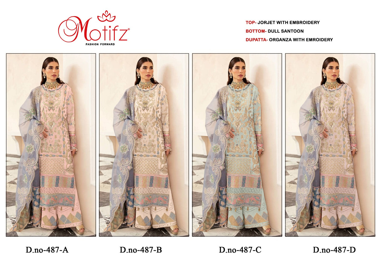 487 Motifz Georgette Pakistani Salwar Suits