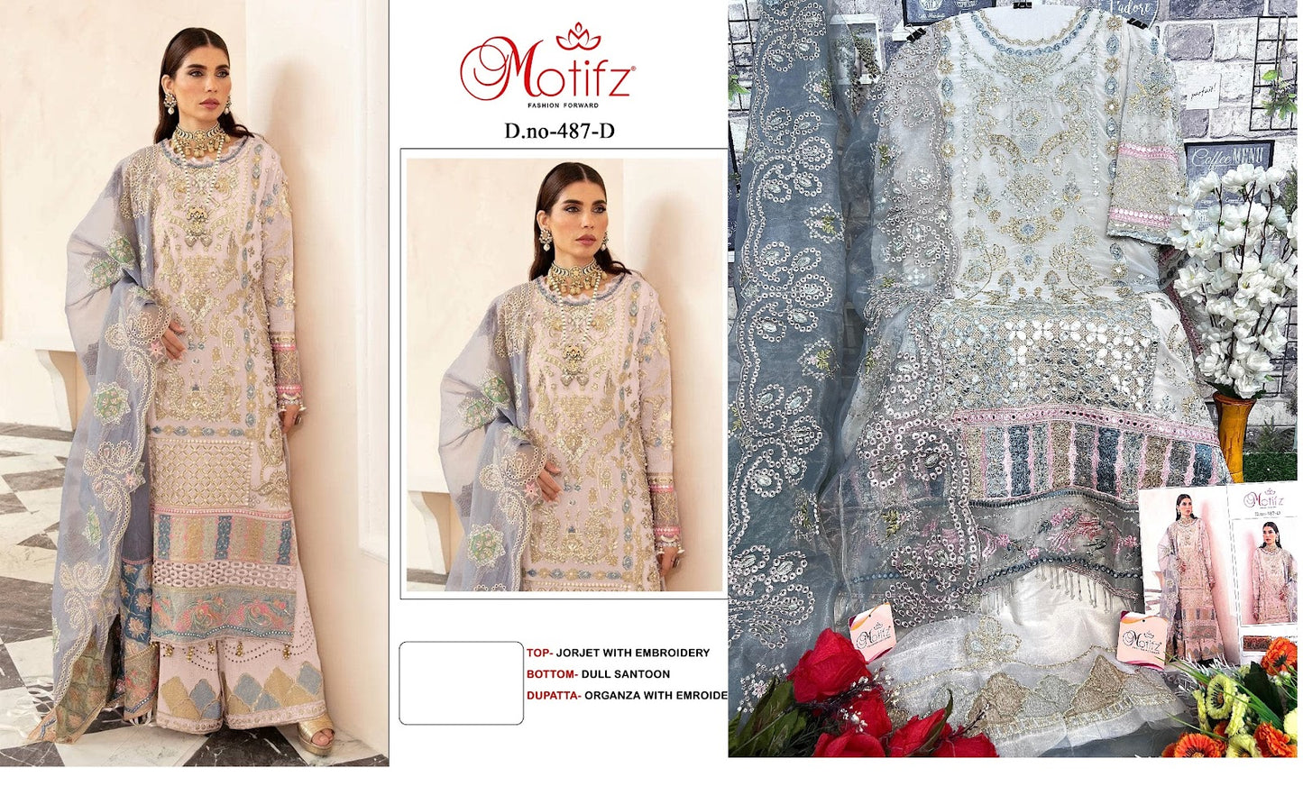 487 Motifz Georgette Pakistani Salwar Suits