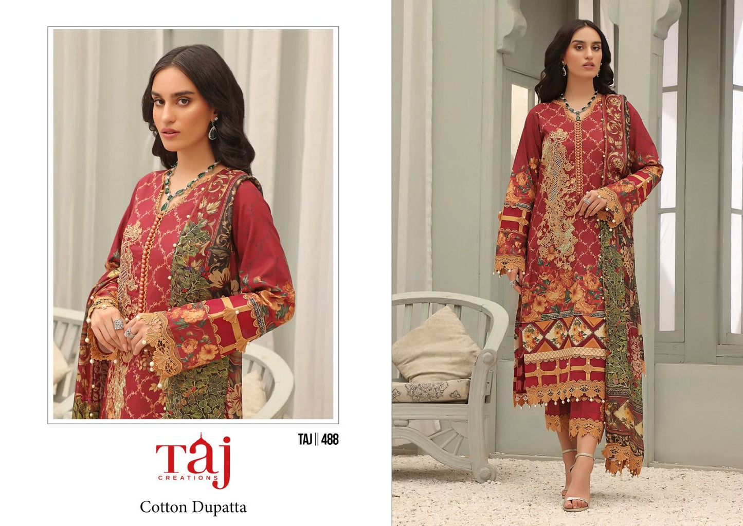 488-489 Taj Creations Pure Cotton Pakistani Salwar Suits