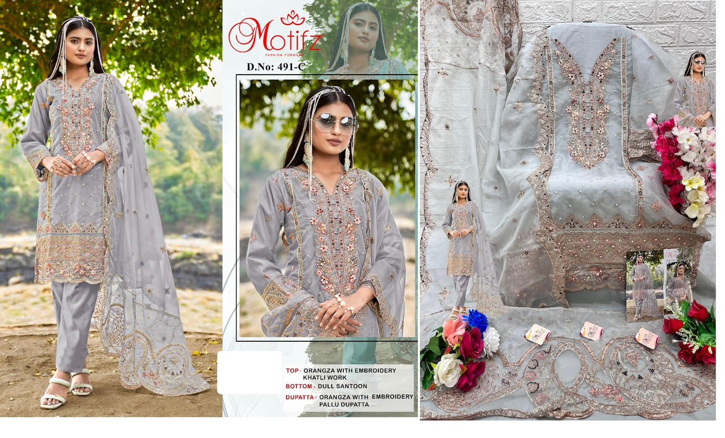 491 Motifz Organza Pakistani Salwar Suits