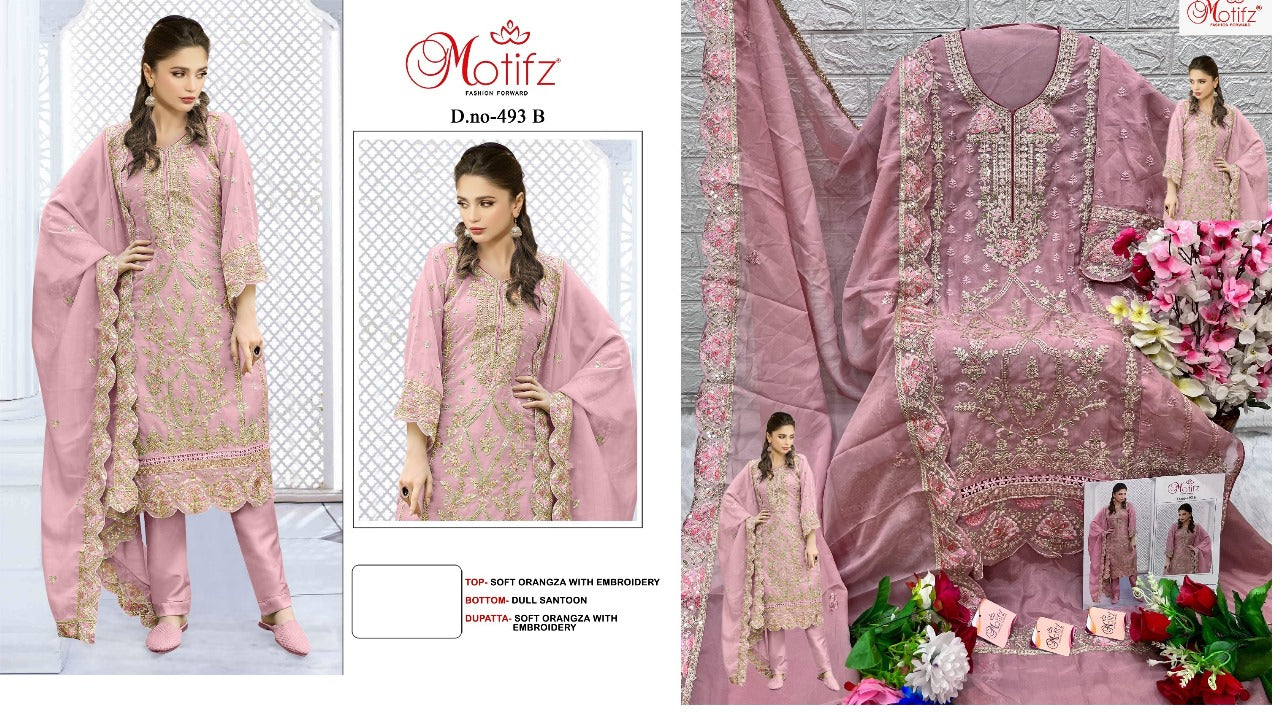 493 Motifz Organza Pakistani Salwar Suits