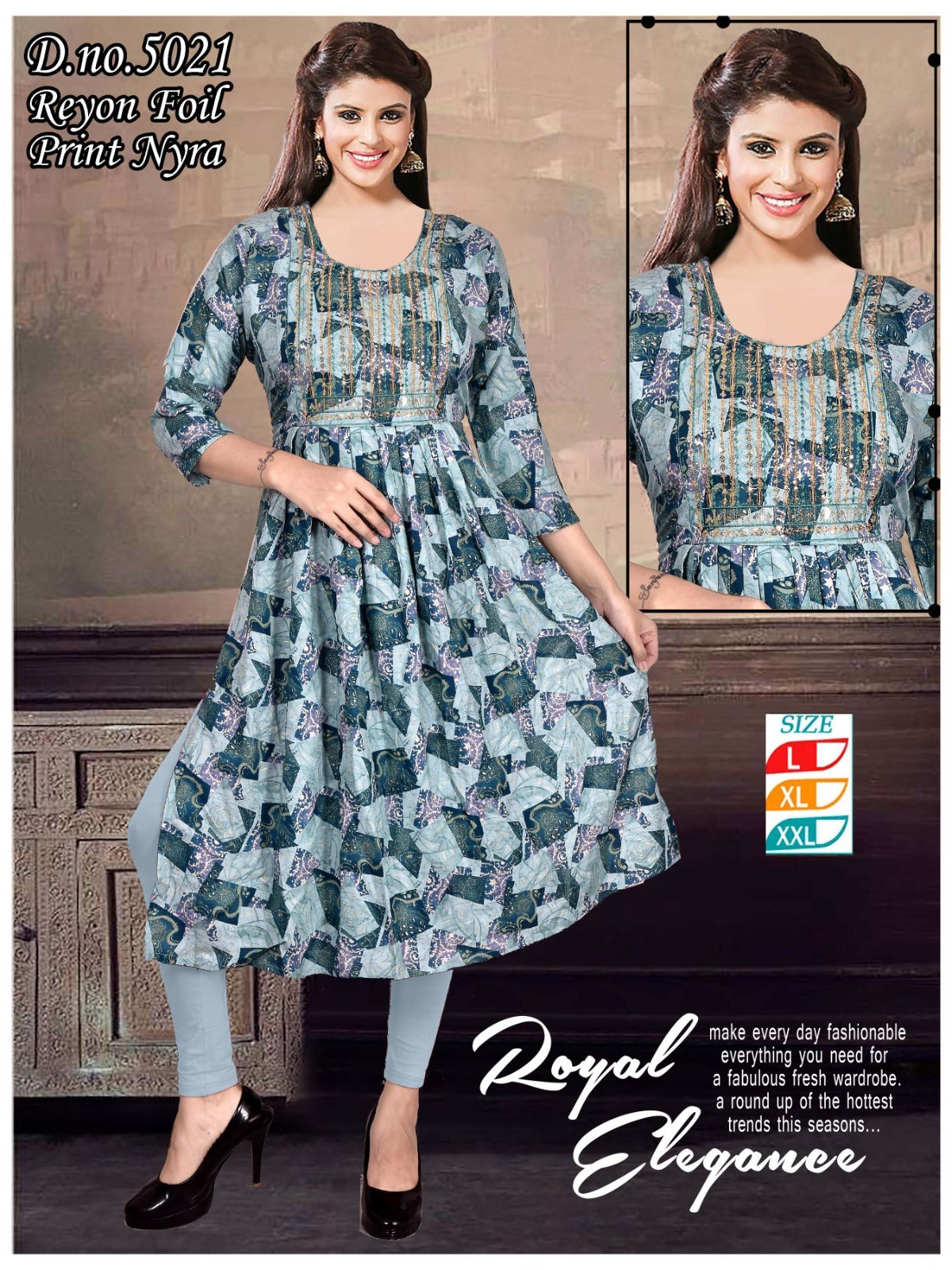 5016-5021 Khushi Rayon Naira Cut Kurtis