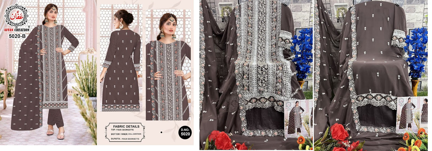 5020 Affan Creation Fox Georgette Pakistani Salwar Suits