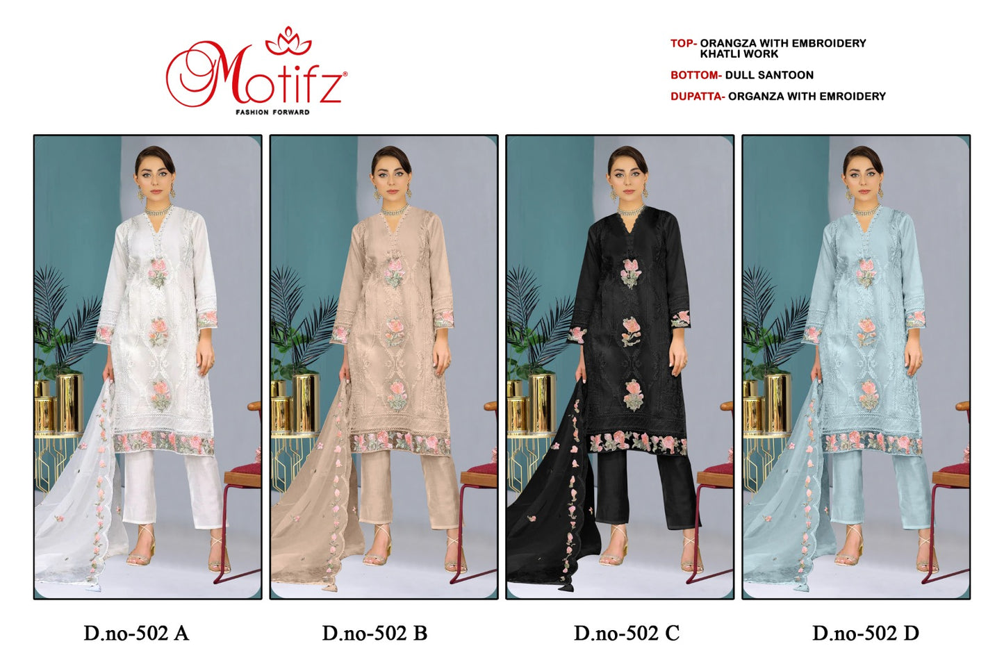 502 Motifz Organza Pakistani Salwar Suits