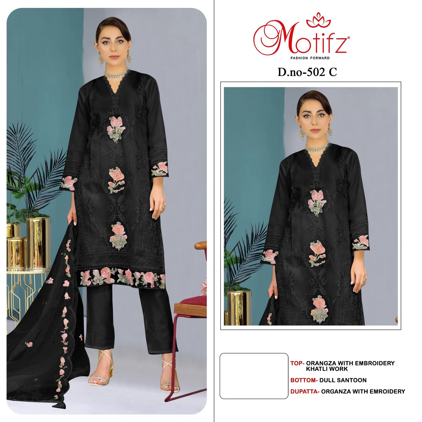 502 Motifz Organza Pakistani Salwar Suits
