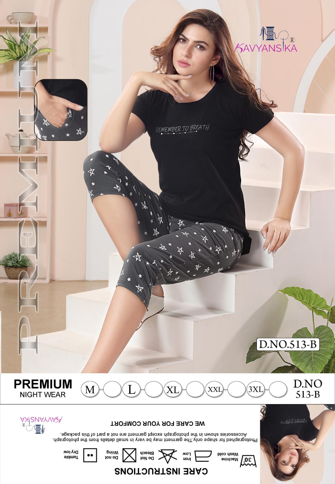 513 Kavyansika Hosiery Cotton Capri Night Suits