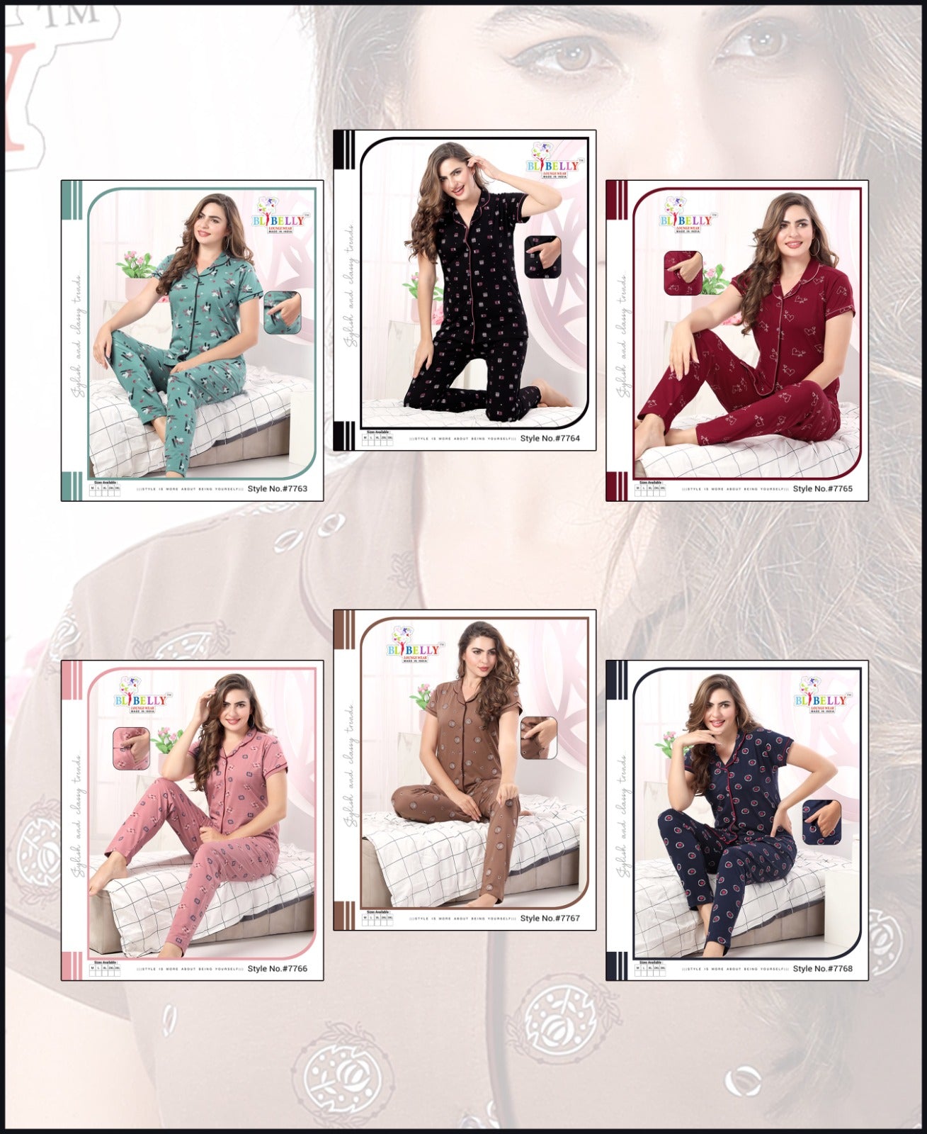 521 Belly Hosiery Sinker Collar Night Suits