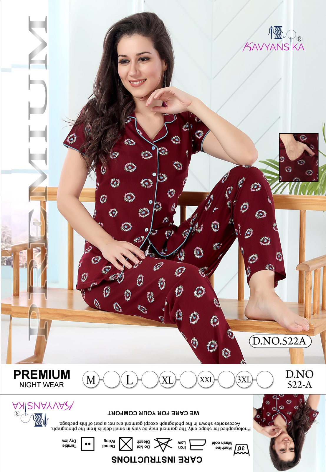 522 Kavyansika Cotton Collar Night Suits